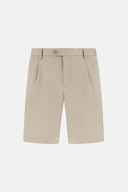 Stretch Cotton and Tencel Bermuda Shorts, Sand, hi-res