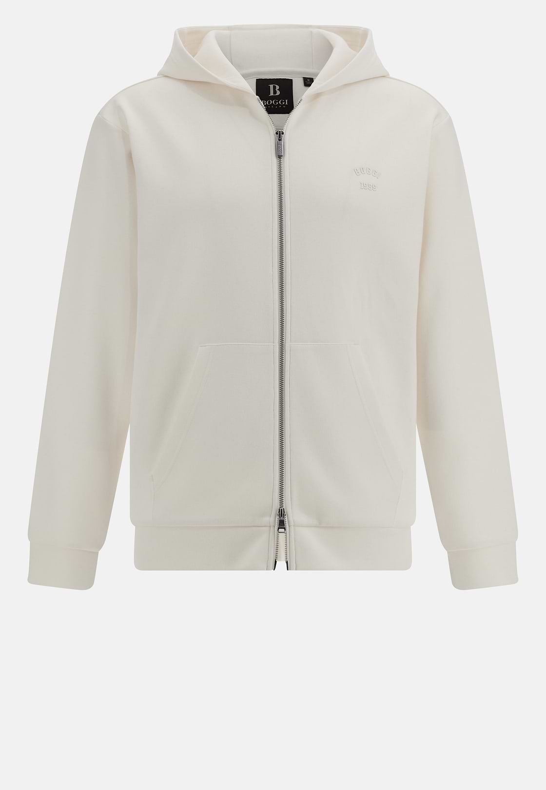 Cotton Blend Full-Zip Sweatshirt, Cream, hi-res
