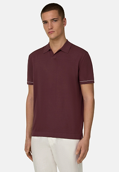 Strick-Poloshirt Aus Baumwollkrepp