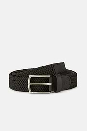 Woven Elasticated Belt, Black, hi-res