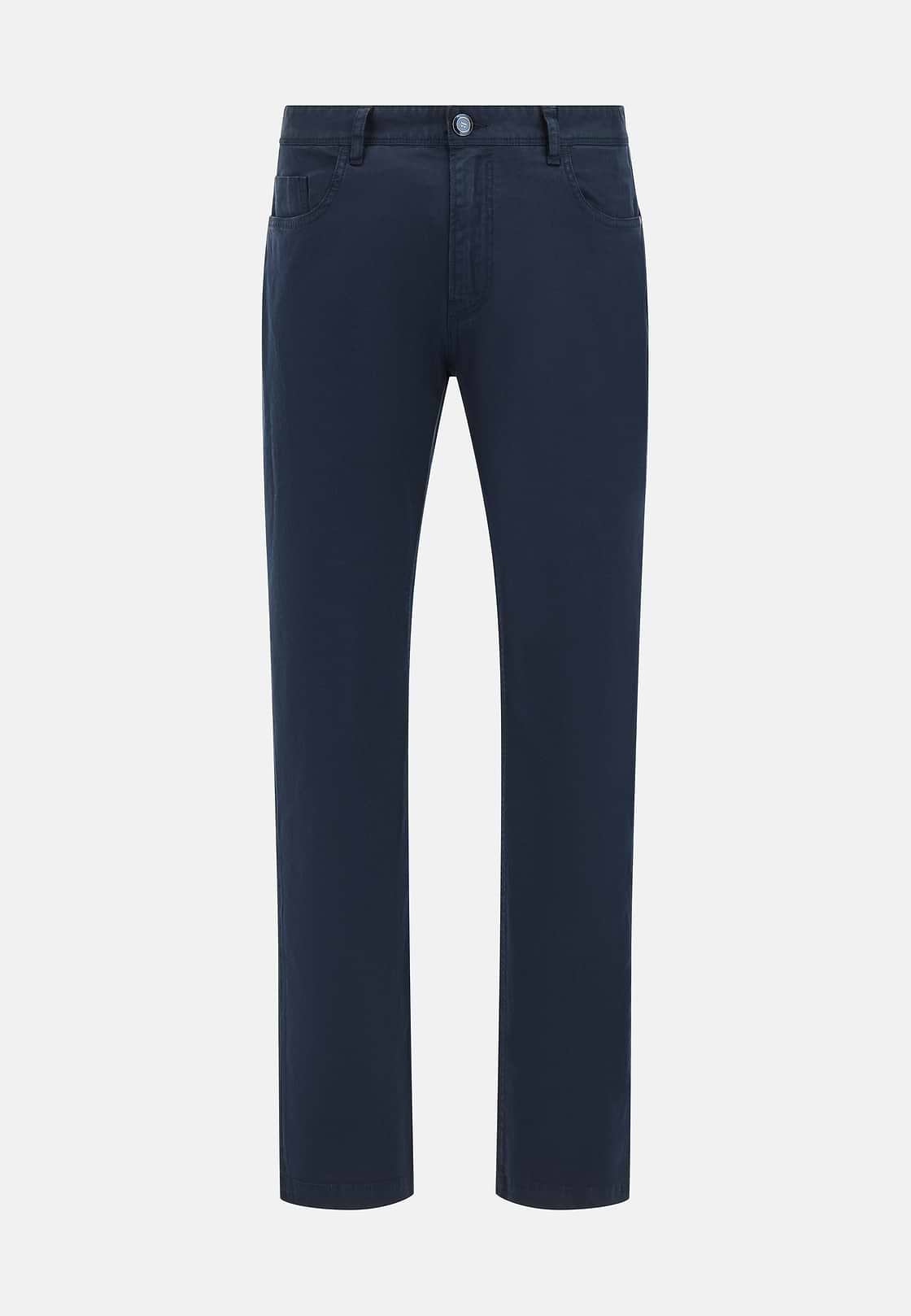 Stretch Cotton 5-Pocket Trousers, Navy blue, hi-res