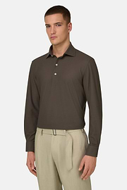 Camisa Polo de Malha Japonesa, Brown, thumb, 1