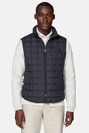 Gilet In Tessuto Tecnico In Piuma D`Oca, Navy, hi-res
