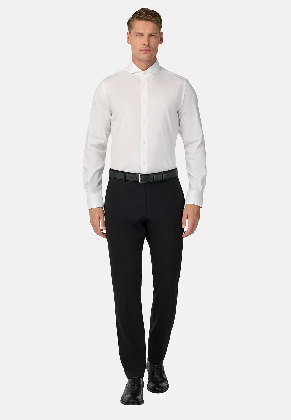 Stretch Cotton and Nylon Shirt Slim Fit, White, hi-res