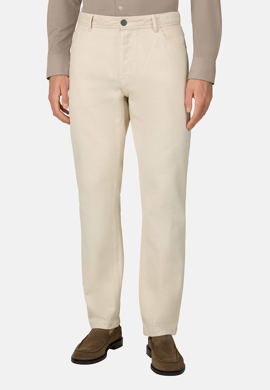 Recycled Cotton Jeans, Cream, hi-res