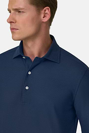 Camisa Polo de Malha Japonesa, Navy blue, thumb, 4