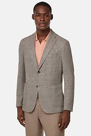 Melange B-Jersey Linen and Cotton Jacket, Taupe, hi-res