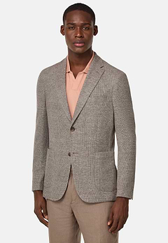Giacca Melange In Lino Cotone B Jersey