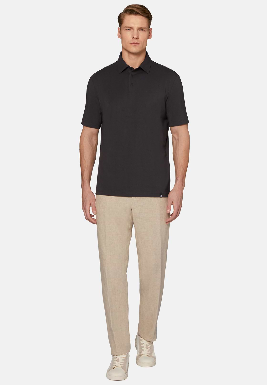 Polo Shirt In Stretch Supima Cotton, Black, hi-res