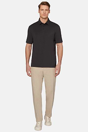 Polo Shirt In Stretch Supima Cotton, Black, hi-res