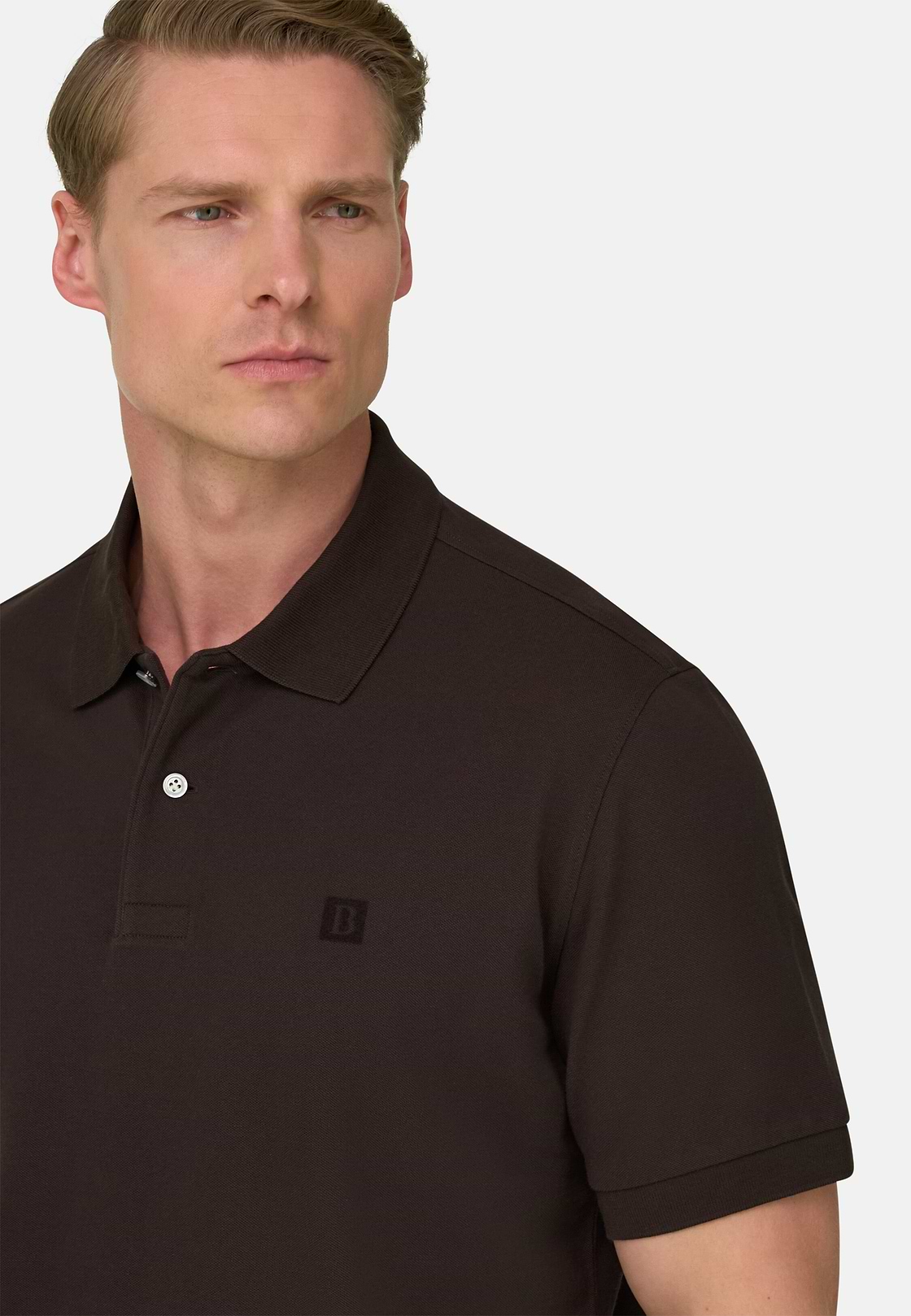 Polo In Pique Di Cotone Regular Fit, Marrone scuro, hi-res, 4