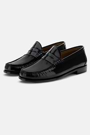Brushed Leather Loafers, Black, thumb, 3