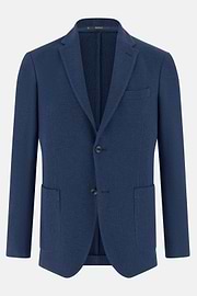 B Jersey Micro Textured Jacket in Pure Cotton, Medium Blue, thumb, 5