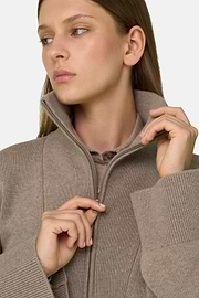 Quarter-Zip Jumper in Wool and Cashmere, Beige, thumb, 3