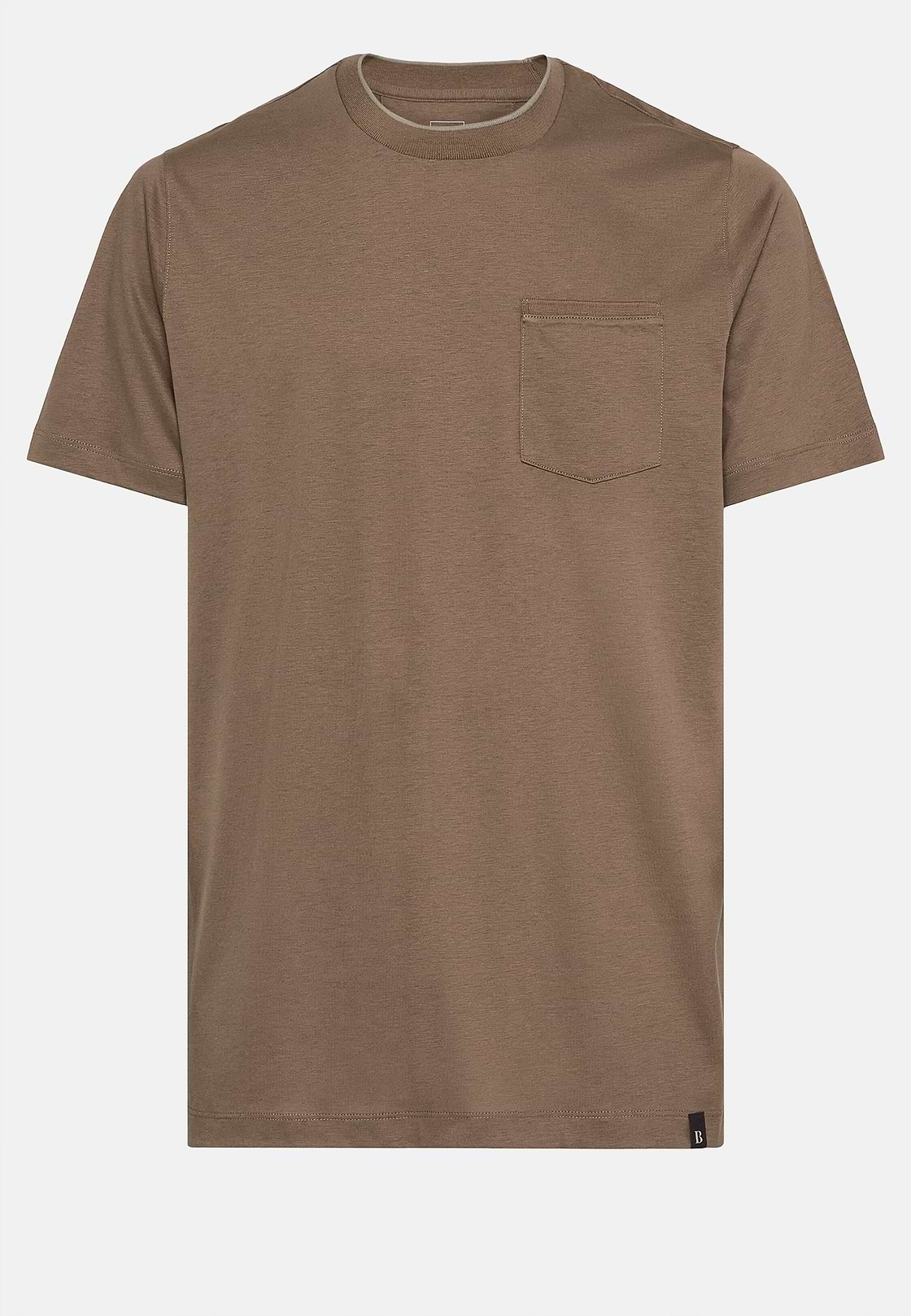 T-Shirt in Cotton and Tencel Jersey, Brown, hi-res