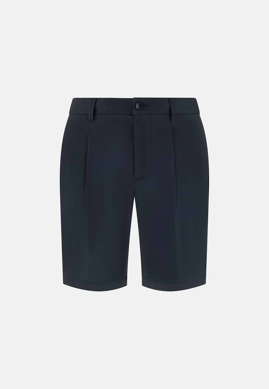 Stretch Cotton Coulisse Short Pants, Navy blue, hi-res