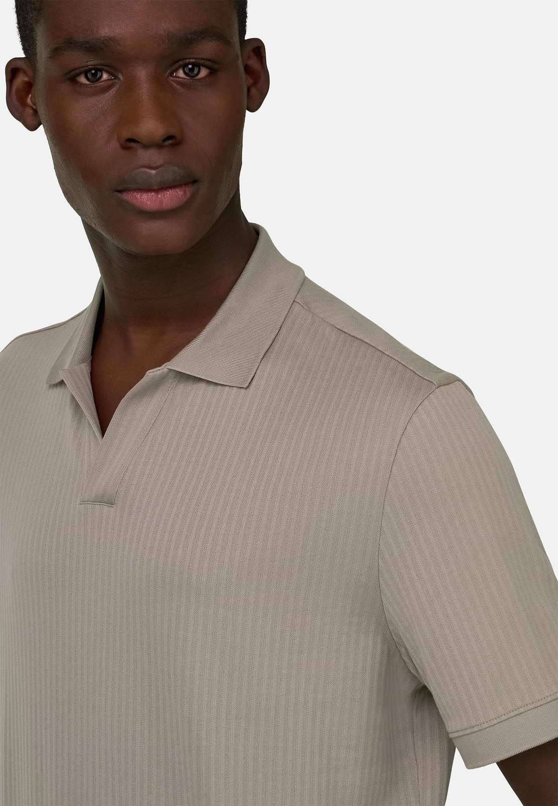 Polo In Cotone Pima Jacquard, Taupe, hi-res, 4