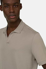 Polo In Cotone Pima Jacquard, Taupe, thumb, 4