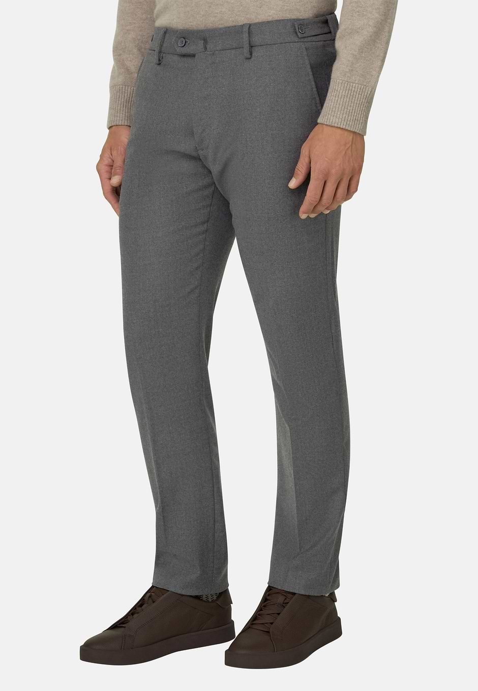 Pantalones de Flanela Elástica, Gris, hi-res