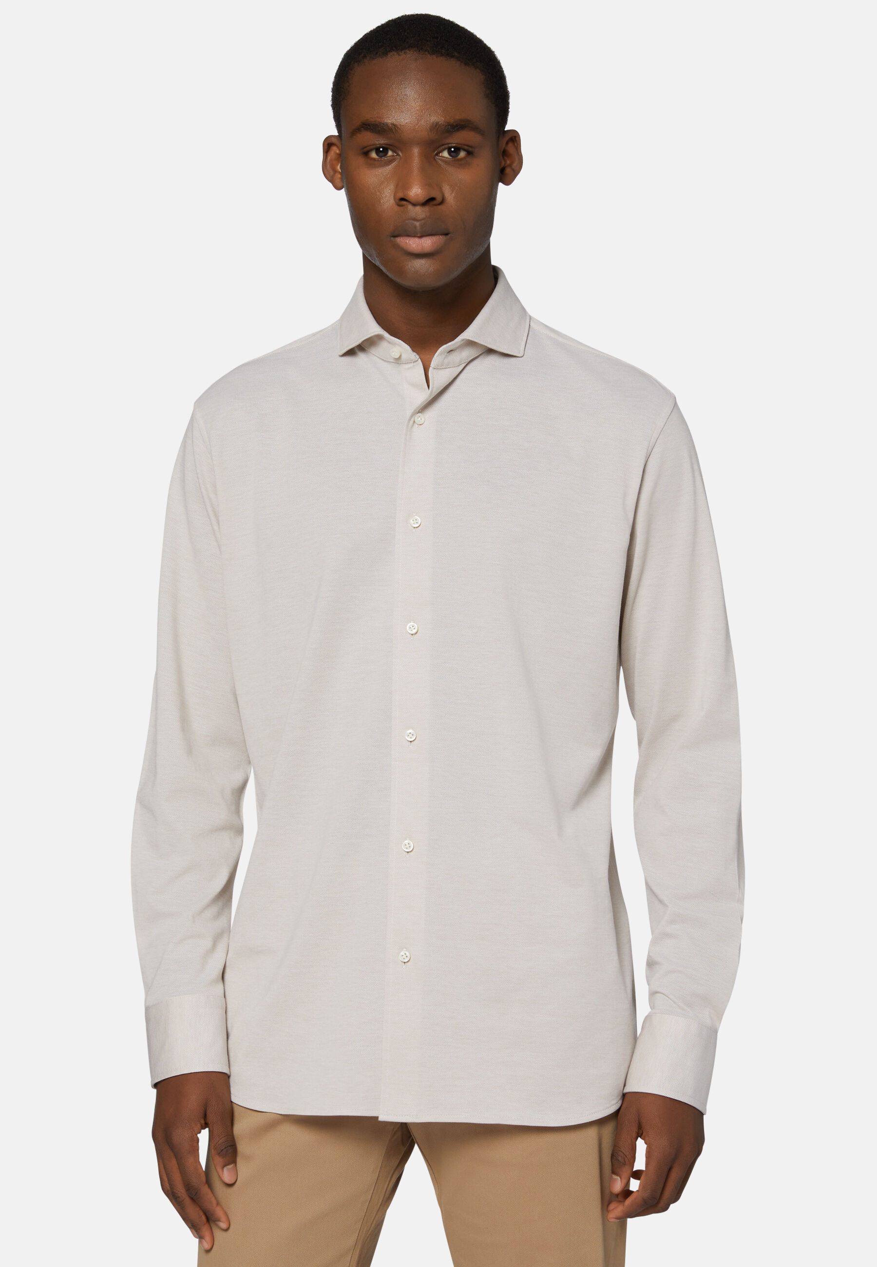 Polo Chemise en Piqué, Beige, hi-res