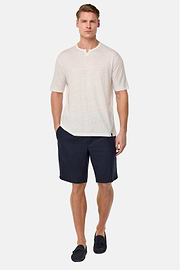 T-Shirt in Stretch Linen Jersey, White, hi-res