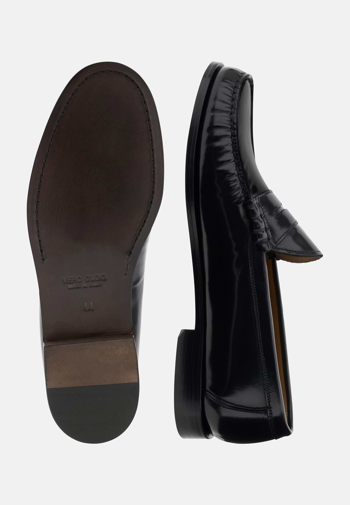 Brushed Leather Loafers, Black, hi-res, 4