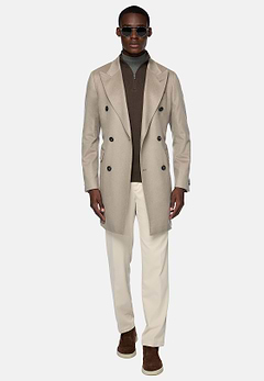 Double-Breasted Coat in Pure Cashmere.