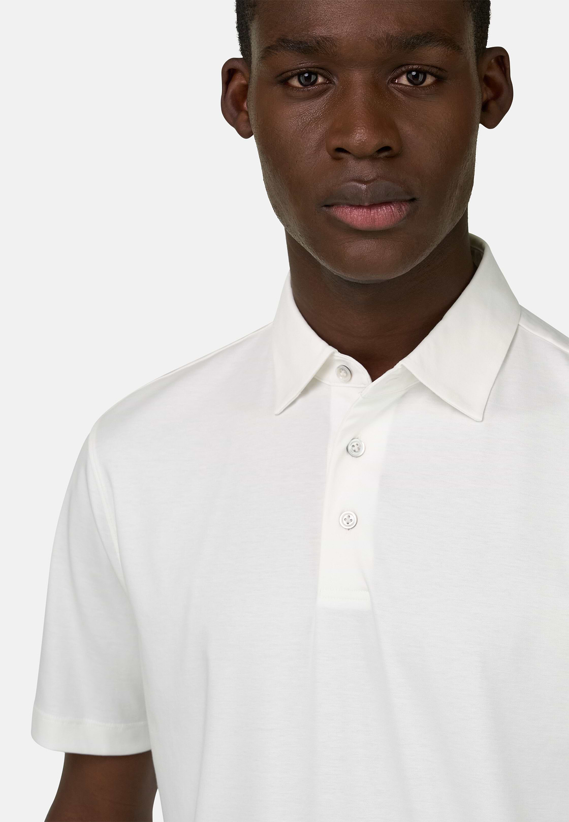 Polo In Misto Seta, Bianco, hi-res, 4