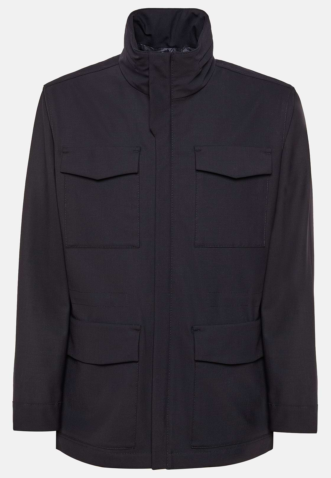 Field Jacket In Technical Wool, Navy blue, hi-res