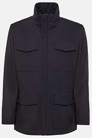 Field Jacket In Technical Wool, Navy blue, hi-res