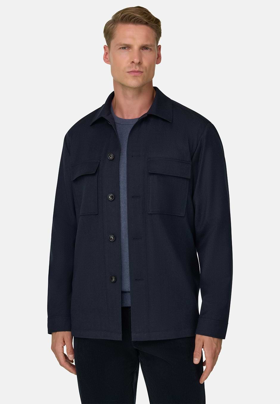 Sobrecamisa de Franela, Azul  Marino, hi-res