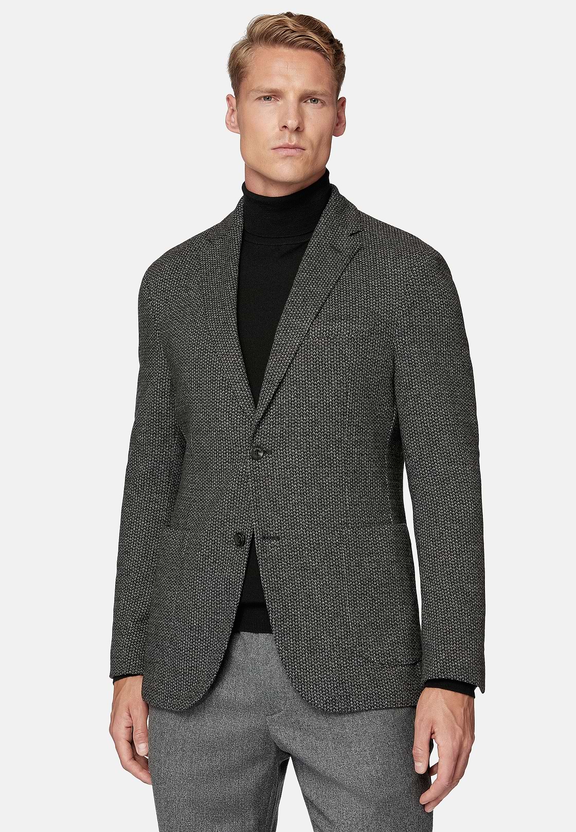 Veste Gris et Noir B Jersey En Coton Mélangé, Black - Grey, hi-res