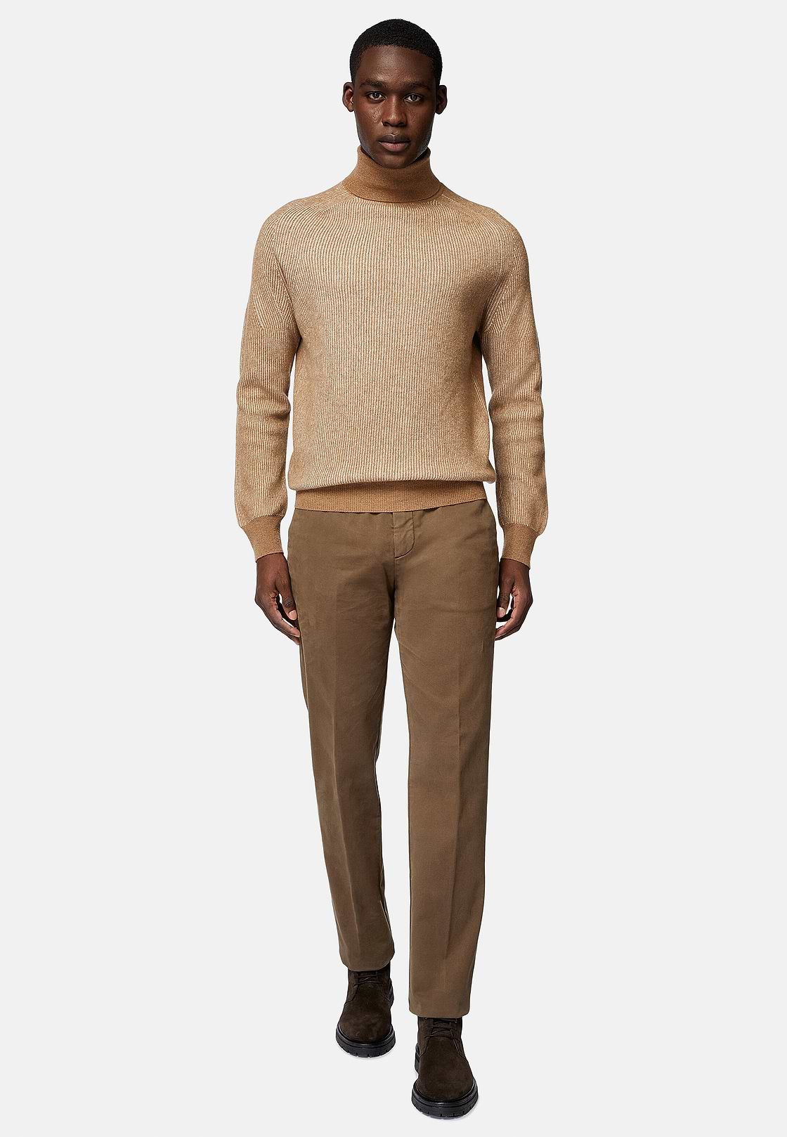 Stretch Cotton Trousers, Taupe, hi-res