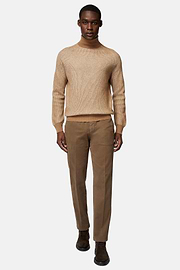 Stretch Cotton Trousers, Taupe, hi-res