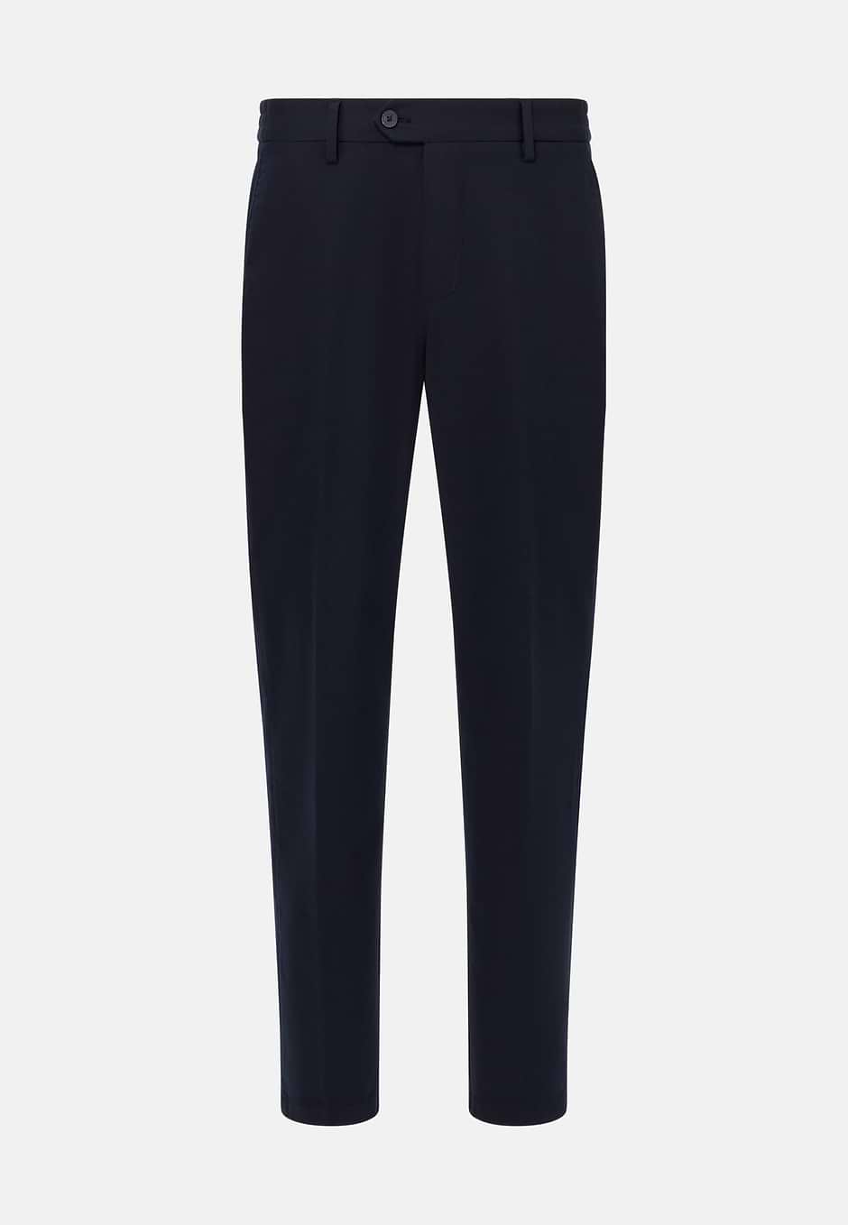 Pantalon En Coton Tencel Extensible, bleu marine, hi-res