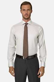 Striped Cotton Shirt Regular Fit, Brown, thumb, 1