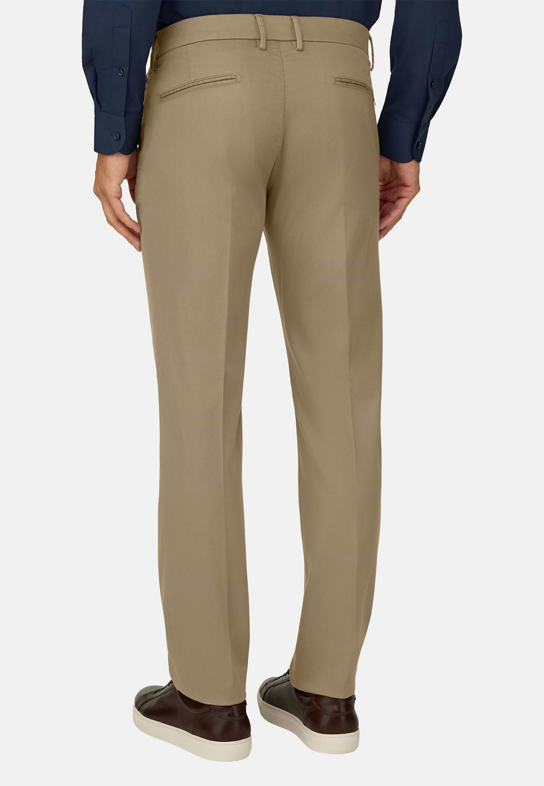 Stretch Cotton/Tencel Trousers, Taupe, hi-res, 5