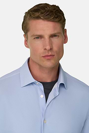 Overhemd Visgraat in Elastisch Nylon Slim Fit B Tech, Light Blue, thumb, 3