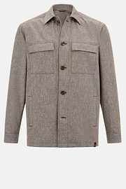 Cotton Linen Shirt Jacket, Brown, hi-res