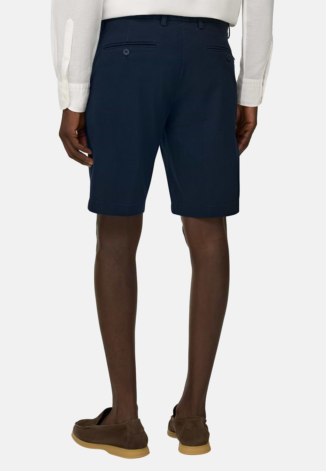 Bermudahose Aus Elastischem Tencel, Navy blau, hi-res, 4