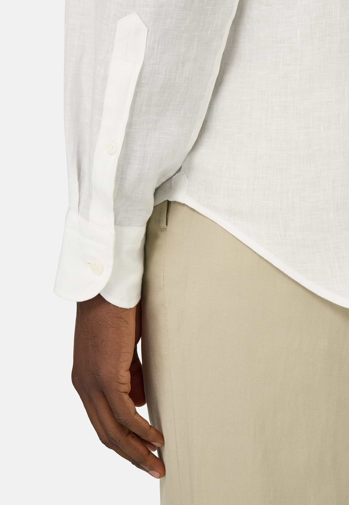 Regular Fit Linen Shirt, White, hi-res