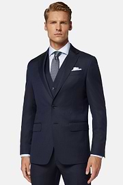 Navy Blue Pinstripe Wool Suit, Navy blue, hi-res