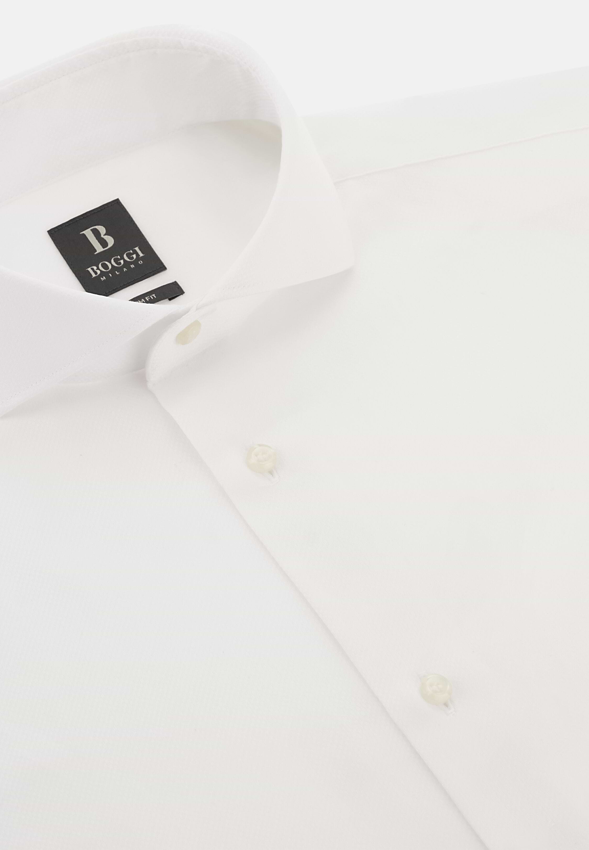 Camicia In Cotone Slim Fit, Bianco, hi-res, 5
