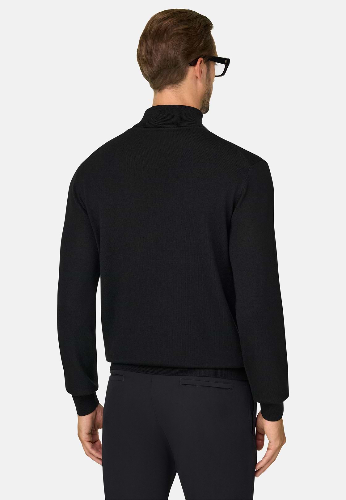 Turtleneck Jumper in Merino Wool, Black, hi-res, 4