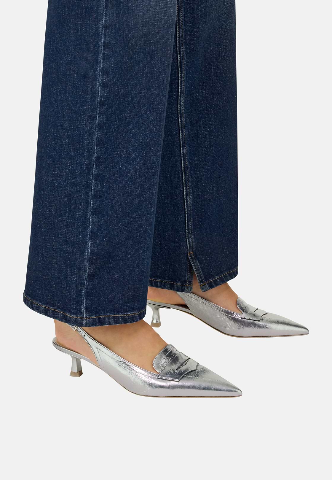 Laminated Leather Slingbacks, DKSL, hi-res, 2