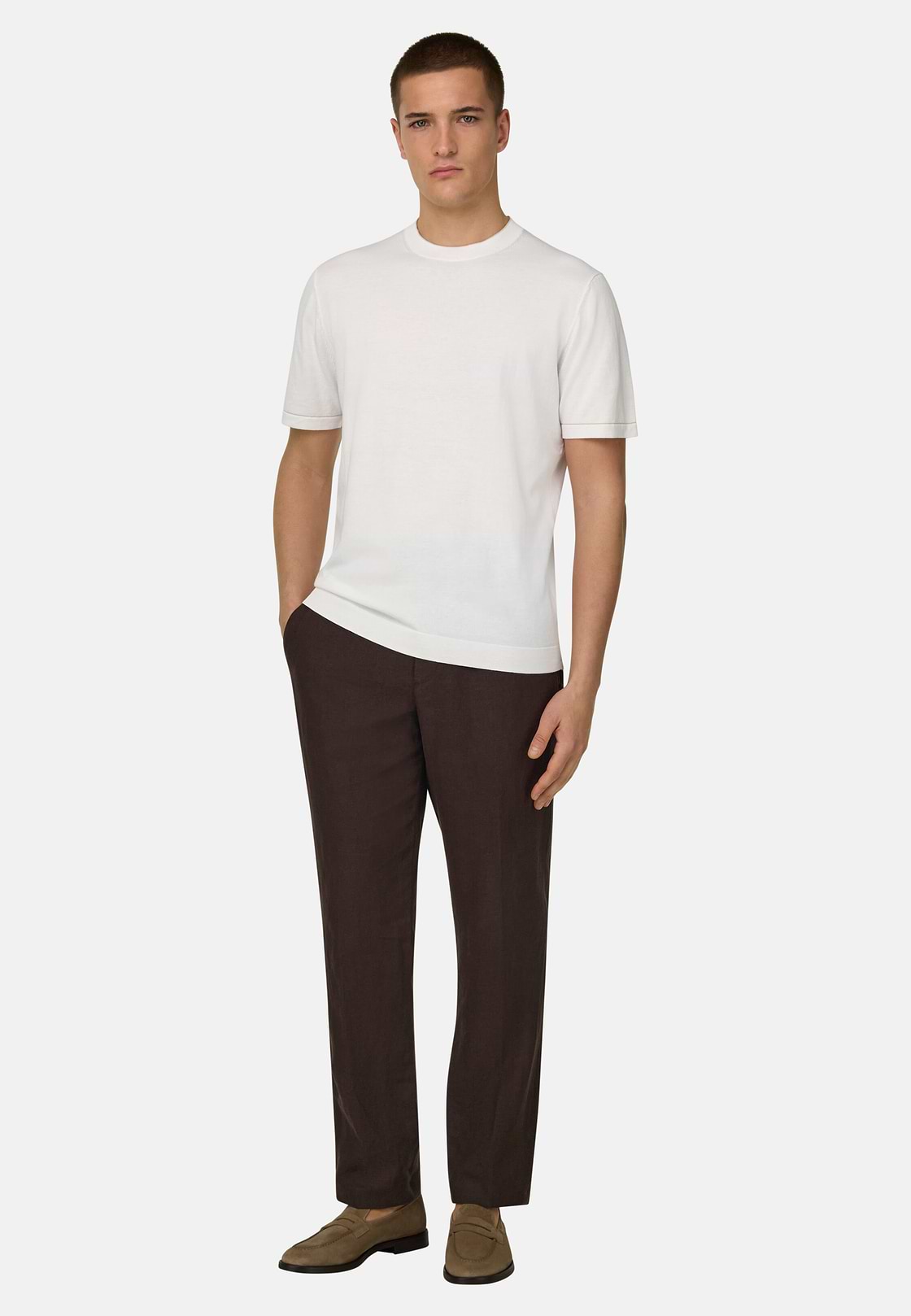 Linen Trousers, Brown, hi-res, 2
