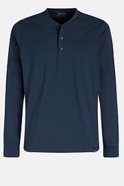 Long-sleeved Viscose Blend Pyjama T-shirt, Navy blue, hi-res