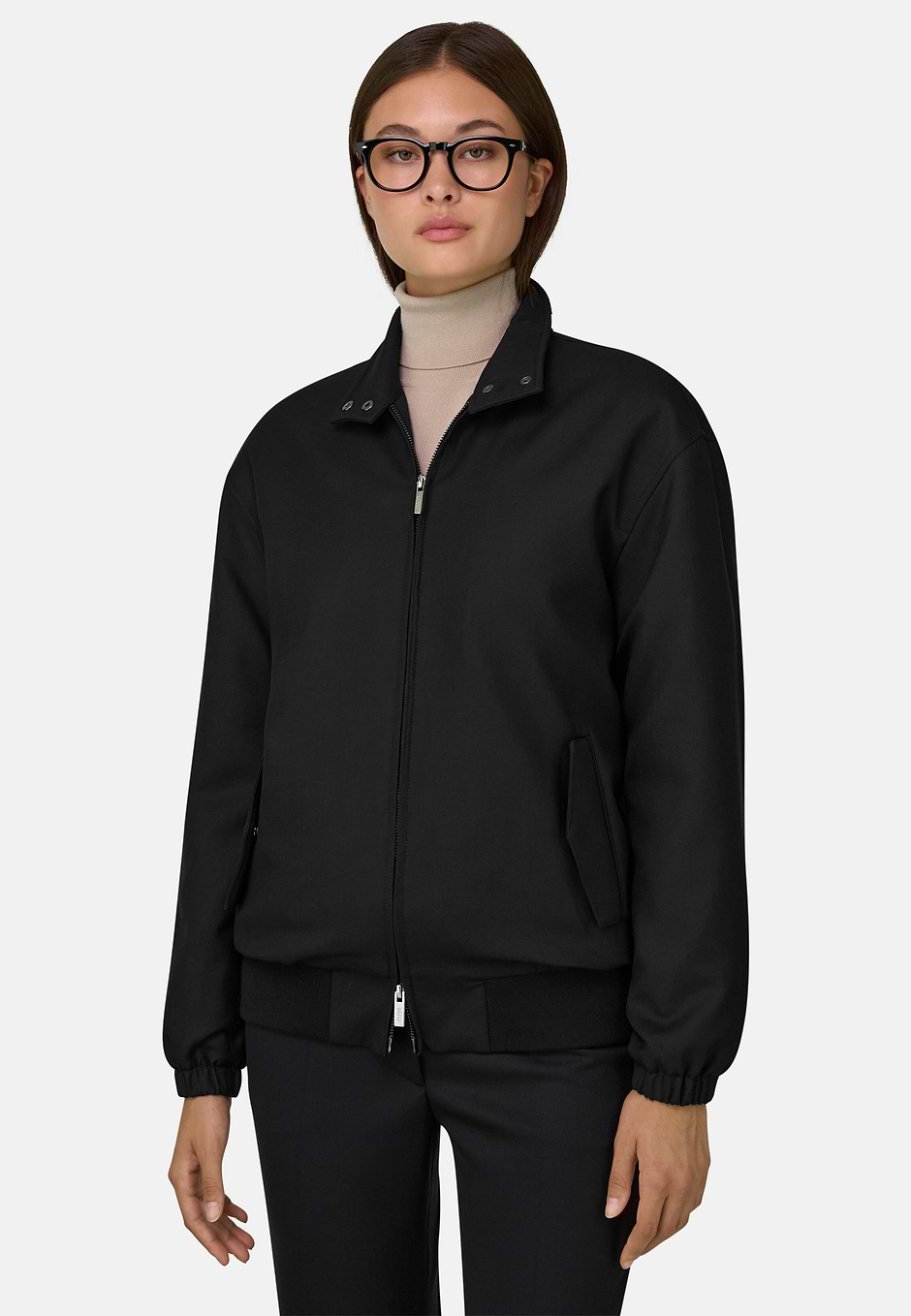 Padded Wool Blouson, Black, hi-res