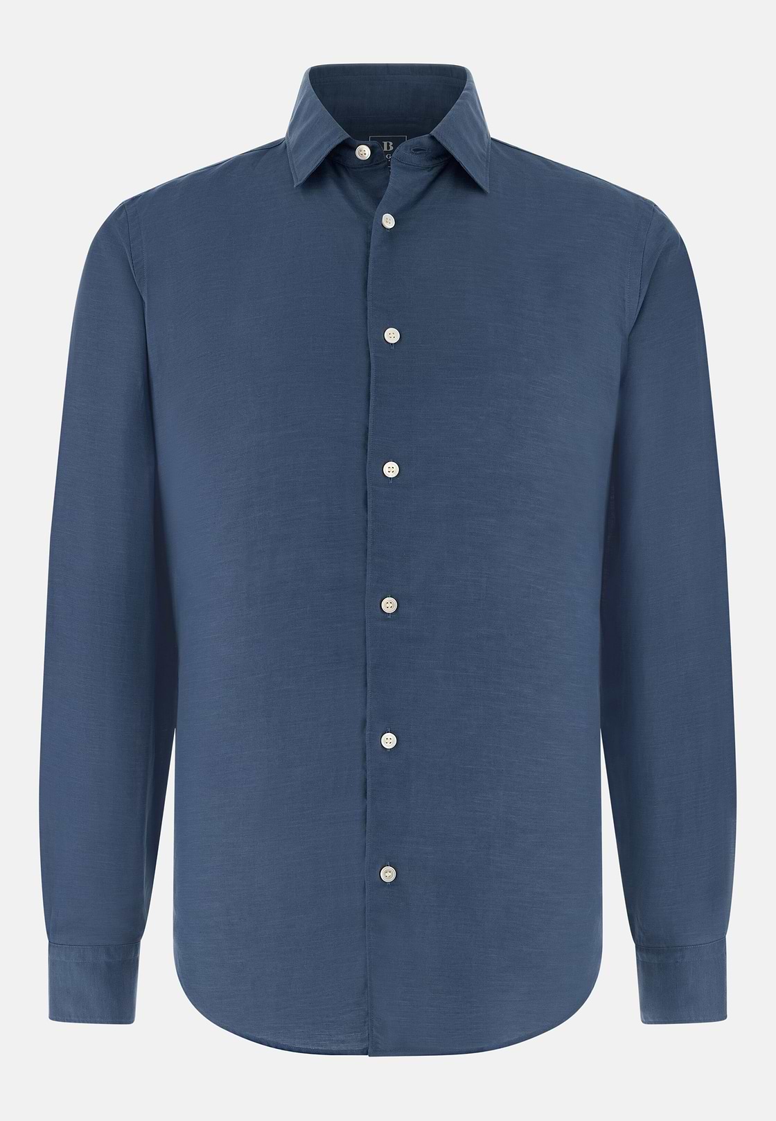 Camisa De Tencel Lino Regular Fit, Azul, hi-res, 6