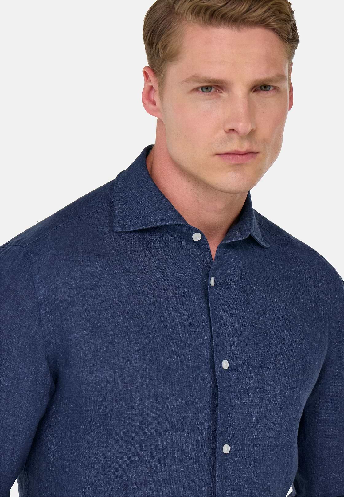 Regular Fit Linen Shirt, Navy blue, hi-res